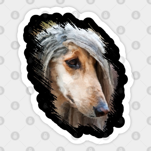 Afghan Hound Portrait Sticker by Nartissima